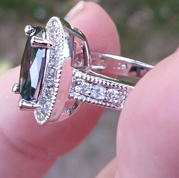 New Halo Oval Mystic Topaz & CZ 925 Silver Ring. - Picture 15 of 16